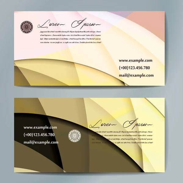 Cartes d'affaires élégants avec des rayures ondulées colorées. — Image vectorielle