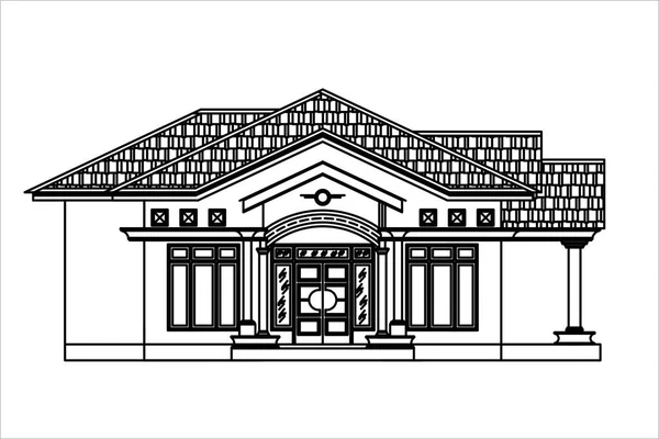 Ескіз Житлового Будинку Векторний Дизайн — стоковий вектор