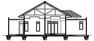 Çok güzel ve güzel iki katlı bir bina taslağının vektör tasarımı.