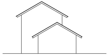 Bir evin çok sade bir sol tarafının vektör tasarımı çizimi