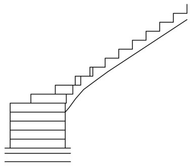 Yan merdiven çizimi vektör tasarımı