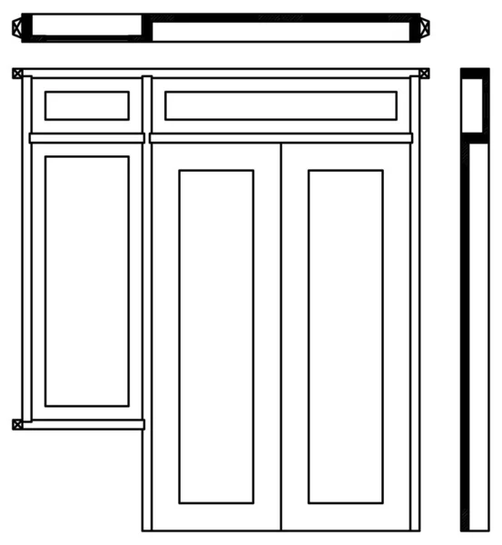 Desenho Desenho Vetor Uma Porta Janela Combinadas Por Uma Armação —  Vetores de Stock