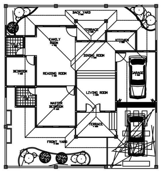 Detailed Drawing Floor Plan Roof Formation Plan — Stock Vector