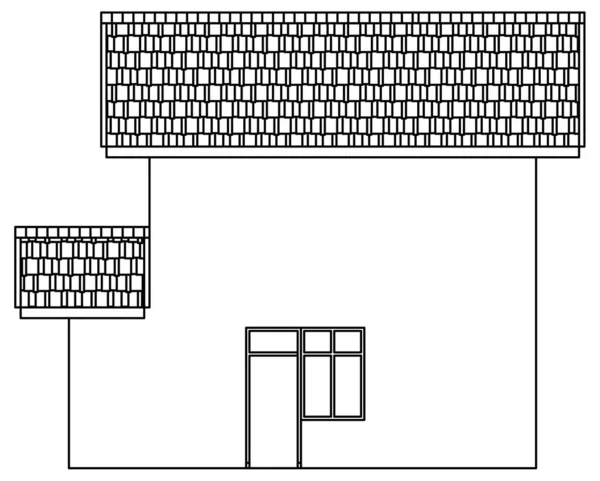 Desenho Vetorial Parte Trás Uma Residência Privada — Vetor de Stock