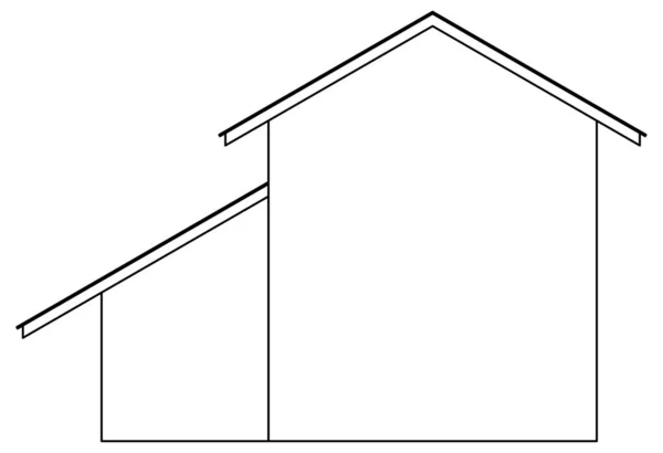 Vektor Designskizze Einer Sehr Schlichten Rechten Seitenansicht Eines Hauses — Stockvektor