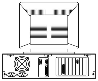 Arkadan görünen bir masada ince bir televizyon çizimi.