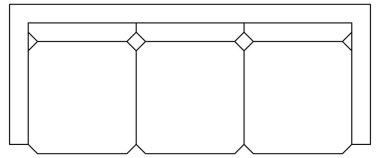 Üç kişilik koltuğun vektör tasarımı çizimi.