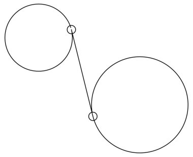 İki büyük dairenin ve küçük bir dairenin vektör tasarımı çizimi