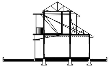 İki katlı klasik bir binanın vektör tasarımı çizimi