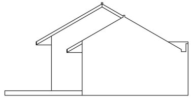 Yan taraftaki iki farklı çatısı olan bir evin vektör tasarımı çizimi