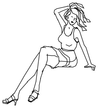 Çekici bir genç kızın vektör tasarımı çizimi.