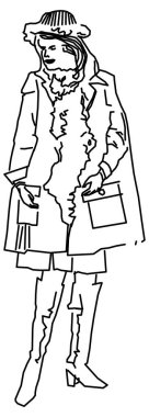 Kar ceketi giyen genç bir kızın vektör tasarımı çizimi