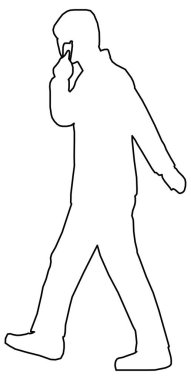 Telefonla konuşan genç bir çocuğun robot resmini çizmek için vektör tasarımı