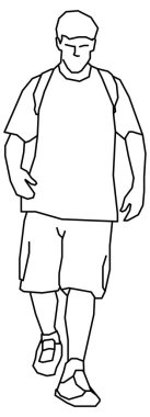 Çanta takan bir gencin robot resmi.