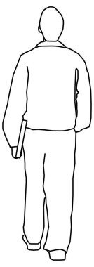 Geriye doğru yürüyen bir gencin vektör tasarımı çizimi