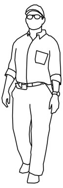 İyi giyimli bir gencin robot resminin vektör tasarımı.