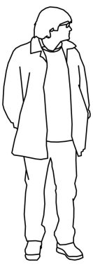 Ergen bir çocuğun çiziminin vektör tasarımı.