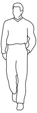 Düz yürüyen bir gencin çiziminin vektör tasarımı