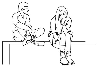 Konuşan bir erkek ve kadının çiziminin vektör tasarımı