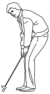 Golf topuna çarpmak üzere olan bir kişinin robot resmi.