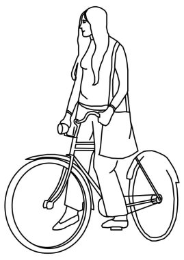 Bisikletli güzel bir kadının vektör tasarımı.