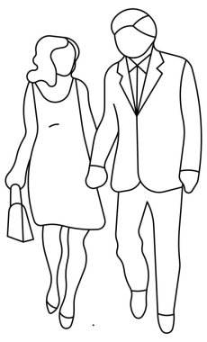 Karı koca el ele tutuşurken çizilen robot resmin vektör tasarımı