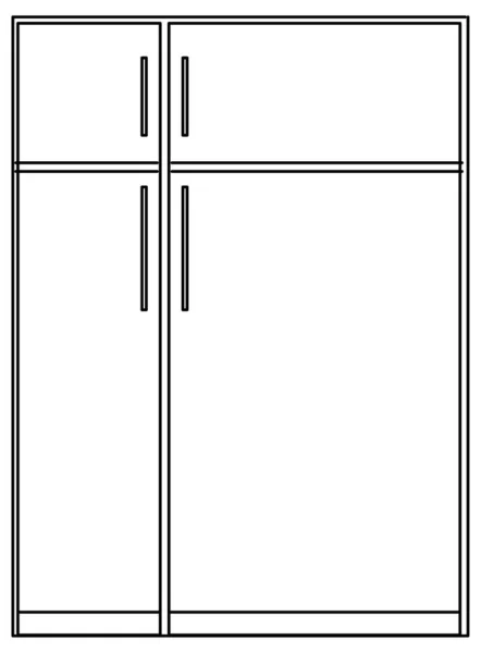 Эскиз Векторного Дизайна Холодильника Четырьмя Дверьми — стоковый вектор