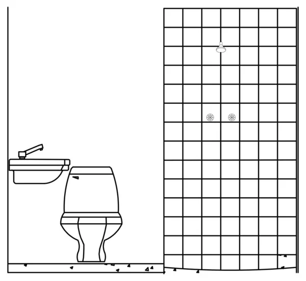 Vektor Design Badrum Toalett Och Handfat Skiss — Stock vektor