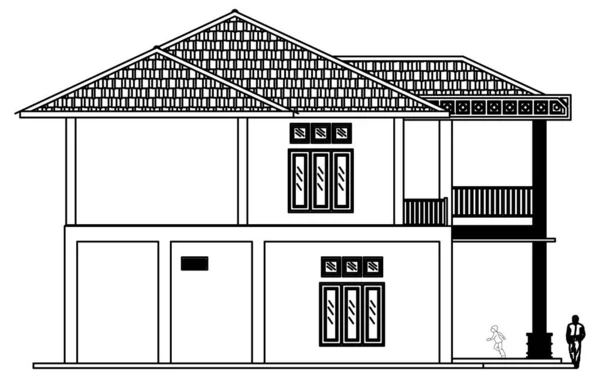 Diseño Vectorial Diseño Vectorial Vista Lateral Derecha Residencia Lujo Exterior — Vector de stock