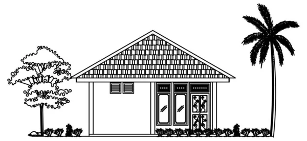 Bosquejo Diseño Vectorial Vista Trasera Casas Residenciales Jardines Alrededor Casa — Archivo Imágenes Vectoriales