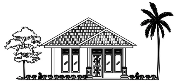 Diseño Vectores Bocetos Vista Frontal Casas Residenciales Jardines Alrededor Casa — Vector de stock