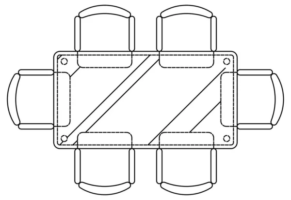 Diseño Vectorial Boceto Mesa Comedor Rectangular — Archivo Imágenes Vectoriales