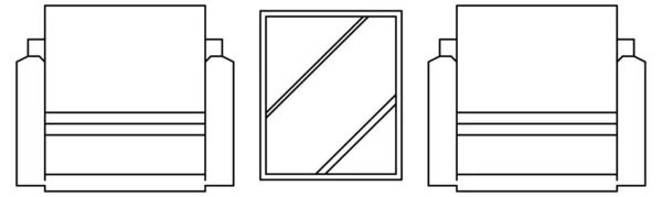 Desenho Design Vetorial Duas Cadeiras Clássicas Uma Mesa Quadrada —  Vetores de Stock