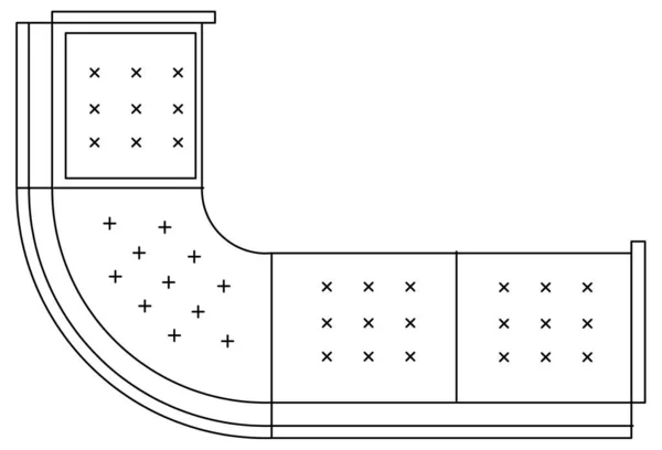 Esquisse Vectorielle Long Canapé Incurvé Canapé Circulaire — Image vectorielle