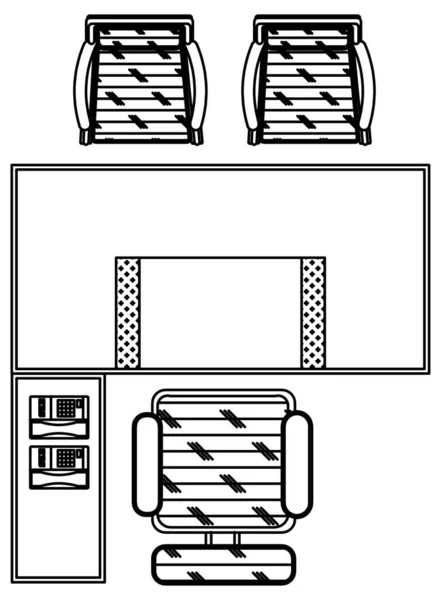 一张椅子 一张接待台和两张客座的矢量设计草图 — 图库矢量图片