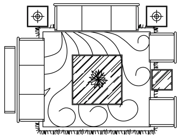 Vector Design Skizze Eines Gemütlichen Sofas Oder Familientreffpunkts — Stockvektor