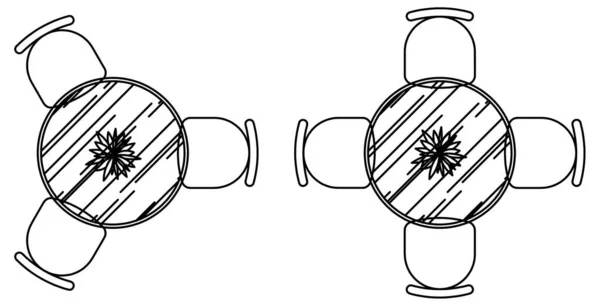 Diseño Vectorial Boceto Mesa Redonda Sillas — Vector de stock