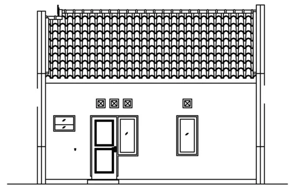 Vektor Entwurfsskizze Der Rückseite Eines Architektonischen Baustellenhauses — Stockvektor