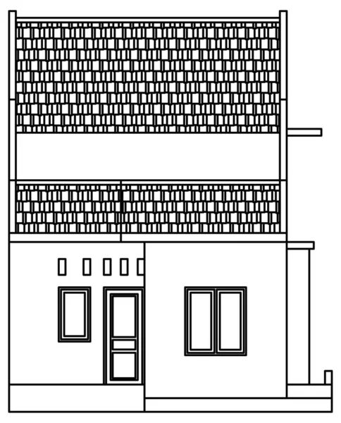 Vector Design Sketch Front View Two Story Flat — Stock Vector