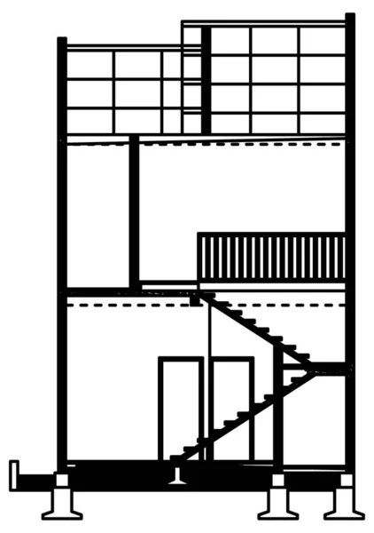 Vector Ontwerp Schets Van Een Huis Gesneden Zodat Binnenkant Van — Stockvector