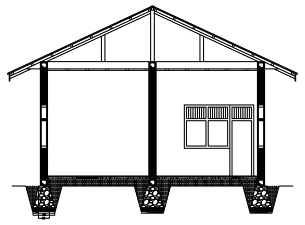 Tipo Casa Residencial Bosquejo Vector Diseño Vista Interior — Vector de stock