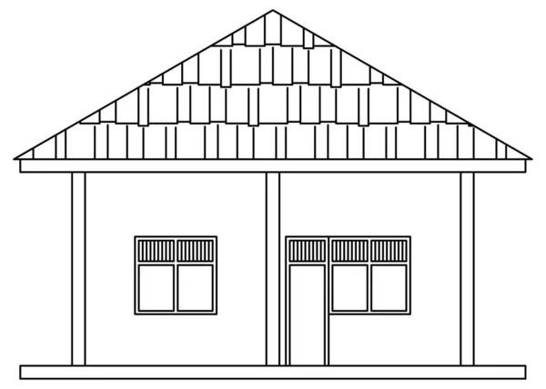 Simple Type Residential House Sketch Vector Design Front View — Stock Vector