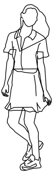 Векторный Дизайн Эскиза Девушки Подростка Позирующей — стоковый вектор