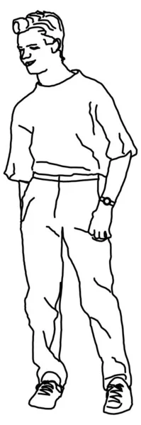 Векторний Дизайн Ескізу Крутого Холодного Хлопчика Підлітка — стоковий вектор
