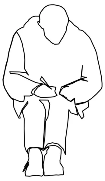 Векторный Дизайн Эскиза Человека Сидящего Время Рисования — стоковый вектор