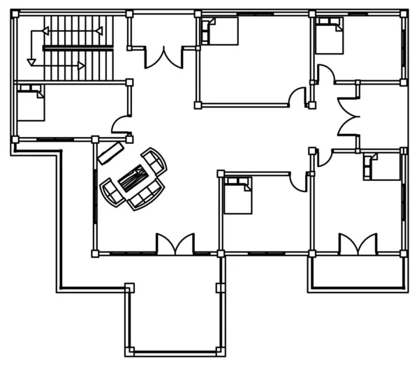 Векторный Дизайн Векторный Дизайн Элегантного Двухэтажного Жилого Дома Стоковая Иллюстрация