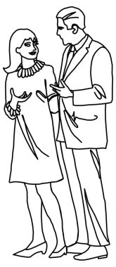 Karı kocanın önemli bir şeyi tartışırken çizdiği vektör tasarımı.