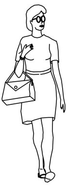 En sevdiği çantayı taşıyan bir annenin vektör tasarımı.