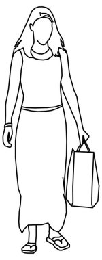 Alışveriş çantası taşıyan bir annenin vektör tasarımı.