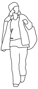 Bir şeye bakarken yürüyen bir kişinin robot resminin vektör tasarımı